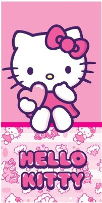 Hello Kitty Pinky Heart fürdőlepedő, strand törölköző 70x140 cm (Fast Dry)