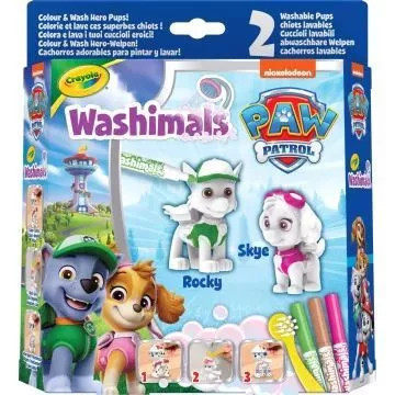 Crayola Washimals: Kimosható Mancs őrjárat figura, 2 db - Skye és Rocky