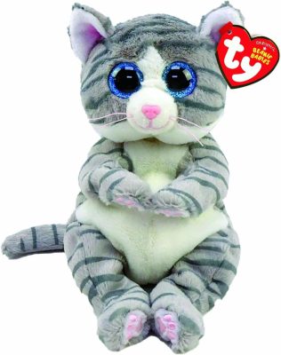 Ty Beanie Bellies plüss figura MITZI, 15 cm - szürke cirmos macska