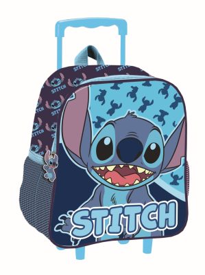 Disney Lilo és Stitch, A csillagkutya Abstract gurulós ovis 3D hátizsák, táska 32 cm
