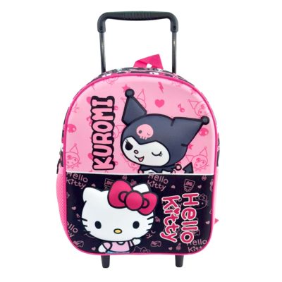 Hello Kitty & Kuromi gurulós ovis 3D hátizsák, táska 32 cm