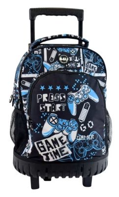 Gamer Press Start prémium gurulós iskolatáska, táska 44 cm