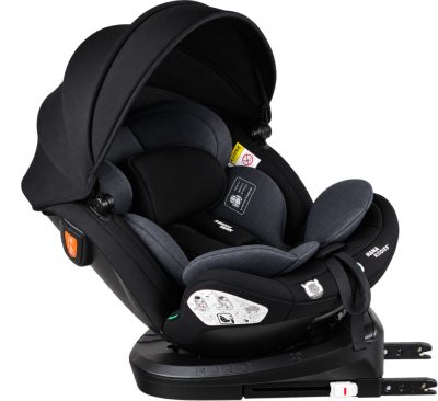 ISOFIX-es 360°-ban forgatható Mama Kiddies® Turbo Wings biztonsági autósülés (40 - 150 cm) sötétszürke színben + ajándék gerinctámasszal és napvédővel