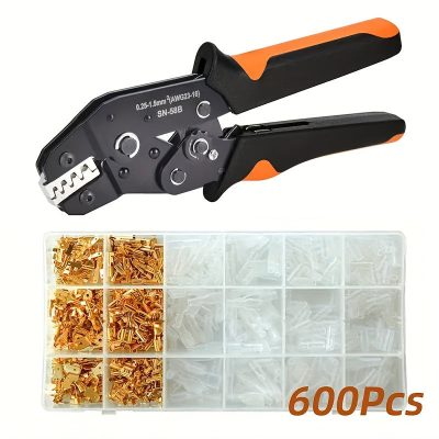 Ratchet SN-58-B krimpelő szett, 0,25–1,5 mm² csatlakozókhoz, 300 hüvely + 300 tekercs, férfi-női kapocs