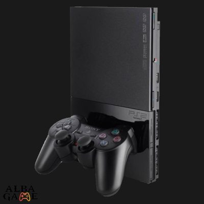 PS2 SLIM (FEKETE) ALAP GÉPCSOMAG UTÁNGYÁRTOTT KONTROLLERREL (CHIPPELT - ÍROTT LEMEZT OLVAS)