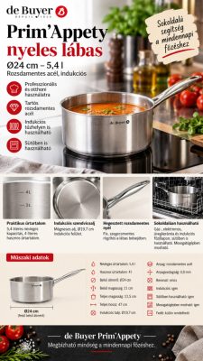 de Buyer Prim'Appety nyeles lábas 5,4 l – Ø24 cm, rozsdamentes, indukciós
