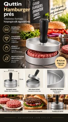 Quttin fém hamburgerprés 11,5×7,5 cm – húspogácsa formázásához