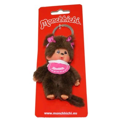 Moncsicsi lány rózsaszín plüss kulcstartó 10 cm Monchhichi