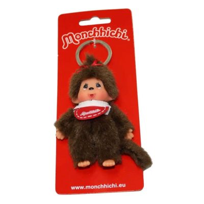 Moncsicsi lány piros plüss kulcstartó 10 cm Monchhichi