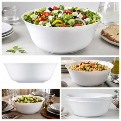 Luminarc Everyday salátás és tálaló tál 24 cm, 2,6 liter – fehér temperált opálüveg