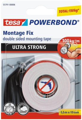 Tesa Powerbond Ultra Strong kétoldalas ragasztó 1,5m*19mm (12/karton)