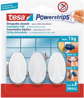Tesa Powerstrips öntapadó fehér ovális akasztó S méretű 3db (6/karton)