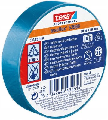 Tesa SPVC szigetelőszalag kék 20m*19mm (10/karton)