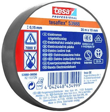 Tesa SPVC szigetelőszalag szürke 20m*19mm (10/karton)