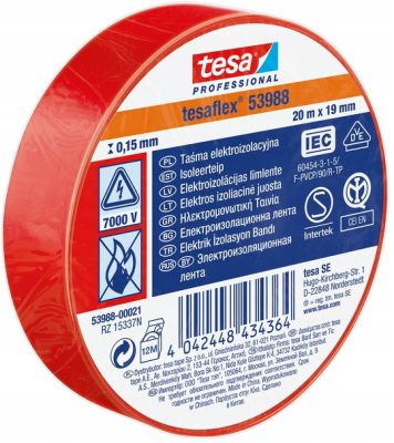 Tesa SPVC szigetelőszalag piros 20m*19mm (10/karton)