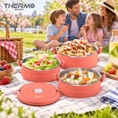 ThermoSport 3 db-os thermo ételhordó szett – 3×0,6 l, műanyag–rozsdamentes acél, vegyes színekben