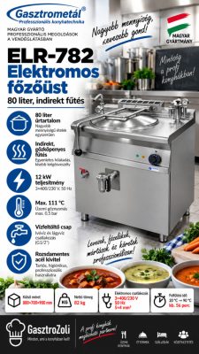 Gasztrometál ELR-782 elektromos főzőüst – 80 liter, indirekt fűtés