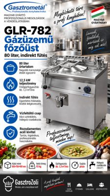 Gasztrometál GLR-782 gázüzemű főzőüst – 80 liter, indirekt fűtés