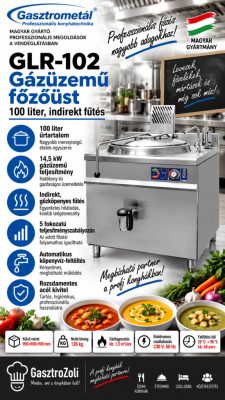 Gasztrometál GLR-102 gázüzemű főzőüst – 100 liter, indirekt fűtés