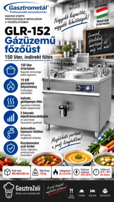Gasztrometál GLR-152 gázüzemű főzőüst – 150 liter, indirekt fűtés