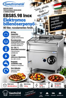 Gasztrometál EBS85.98 Inox elektromos billenőserpenyő – 80 liter