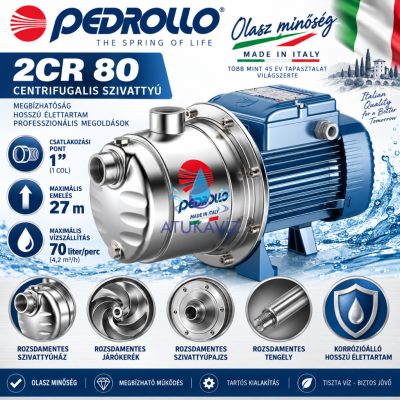Pedrollo 2CRm 80 (INOX) 27méter 70liter