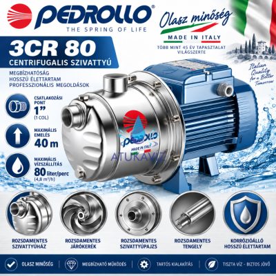 Pedrollo 3CRm 80 INOX 40méter 80liter