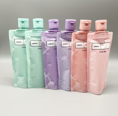 Repülős kozmetikai tasak, sampon,tusfürdő,krém tartó 90 ml 6 db-os