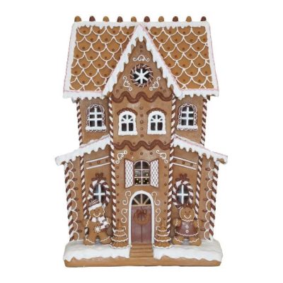 Mézeskalács ház LED-es poly 54x31x76cm