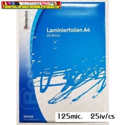 LAMINÁLÓ FÓLIA A/4 125 MIKRON 25 DB/CS BESTPOINT
