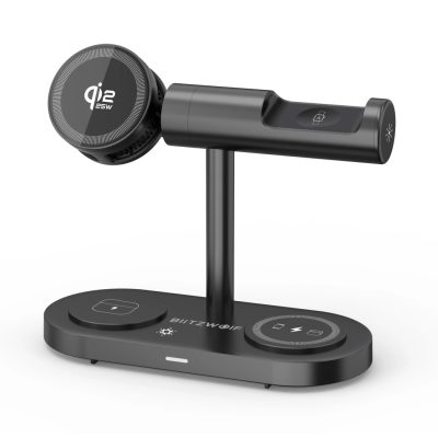 BlitzWolf® BW-iw39 - Vezeték nélküli töltőállomás 7in1 - Telefon + Óra + Fülhallgató vezeték nélküli töltésére