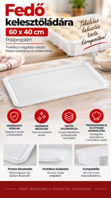 Pizza kelesztőláda fedő 60×40 cm – polipropilén