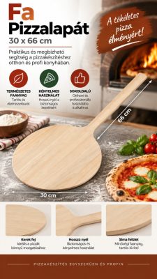 Fa pizzalapát kerek fejjel – Ø30,5 cm, 66 cm