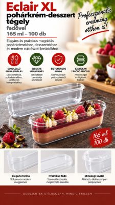 Eclair XL pohárkrém-desszert tégely fedővel, 165 ml – 100 db