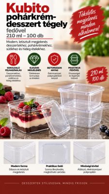 Kubito pohárkrém-desszert tégely fedővel, 210 ml – 100 db