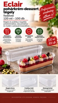 Eclair pohárkrém-desszert tégely fedővel, 120 ml – 100 db