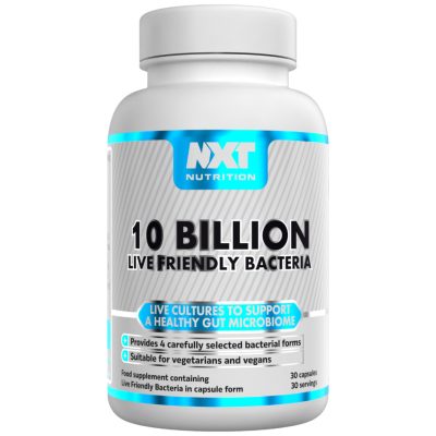 10 BILLION PROBIOTIC - Nagy Dózisú Probiotikum Hozzáadott Prebiotikummal - Emésztőrendszer Támogatás - 30 Kapszula - NXT