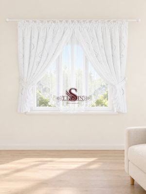 LISIN fehér hímzett voile készfüggöny szett 400×150 cm