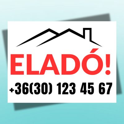 Eladó ingatlan tábla grafikával