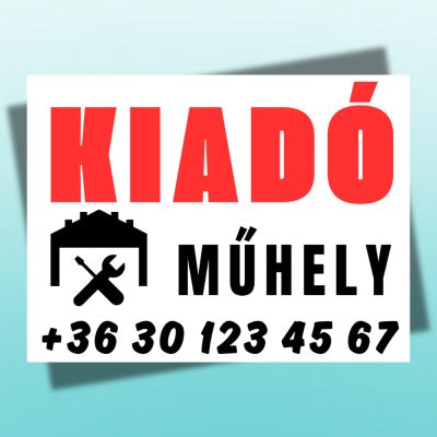 Kiadó műhely tábla