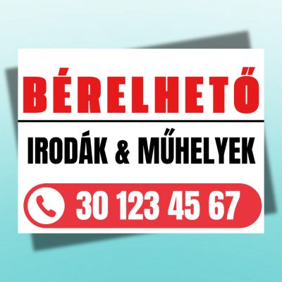 Bérelhető irodák tábla