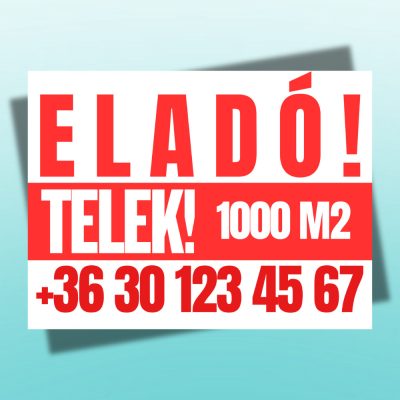 Eladó telek tábla négyzetméterrel
