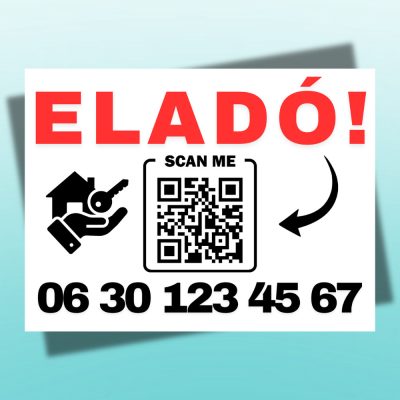 Eladó ingatlan tábla QR kóddal