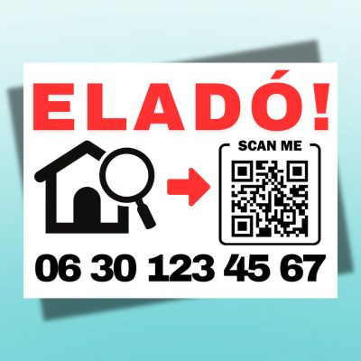 QR kódos eladó ingatlan tábla