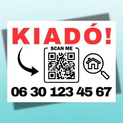 Kiadó ingatlan tábla QR kóddal