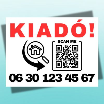 QR kódos kiadó ingatlan tábla