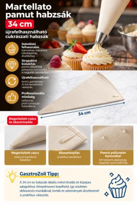 Martellato pamut habzsák 34 cm – poliuretán bevonattal, újrafelhasználható