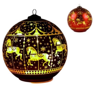 Gömb Led-es, akasztós üveg 15x15cm