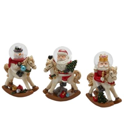 Havazógömb fejű téli figura hintalovon13cm/db