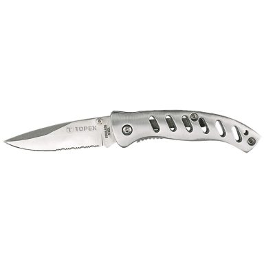 TOPEX Kés, összecsukható kés retesszel, 8cm penge, teljes 185mm 98Z105